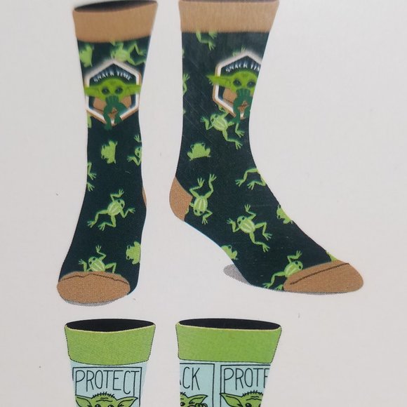star wars  baby yoda mens casual crew socks 6 pair - Picture 3 of 6